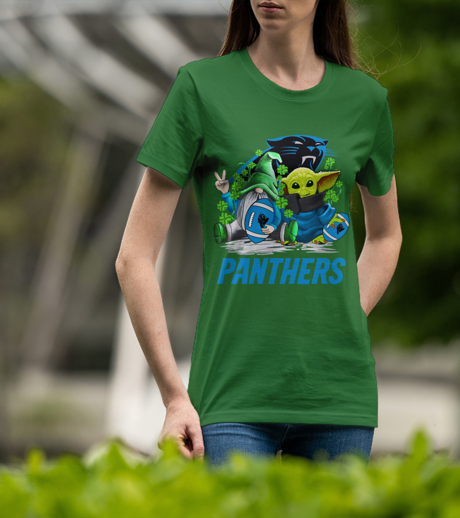 Panthers St. Patrick’s Day Football Gnome And Baby Alien T-Shirt