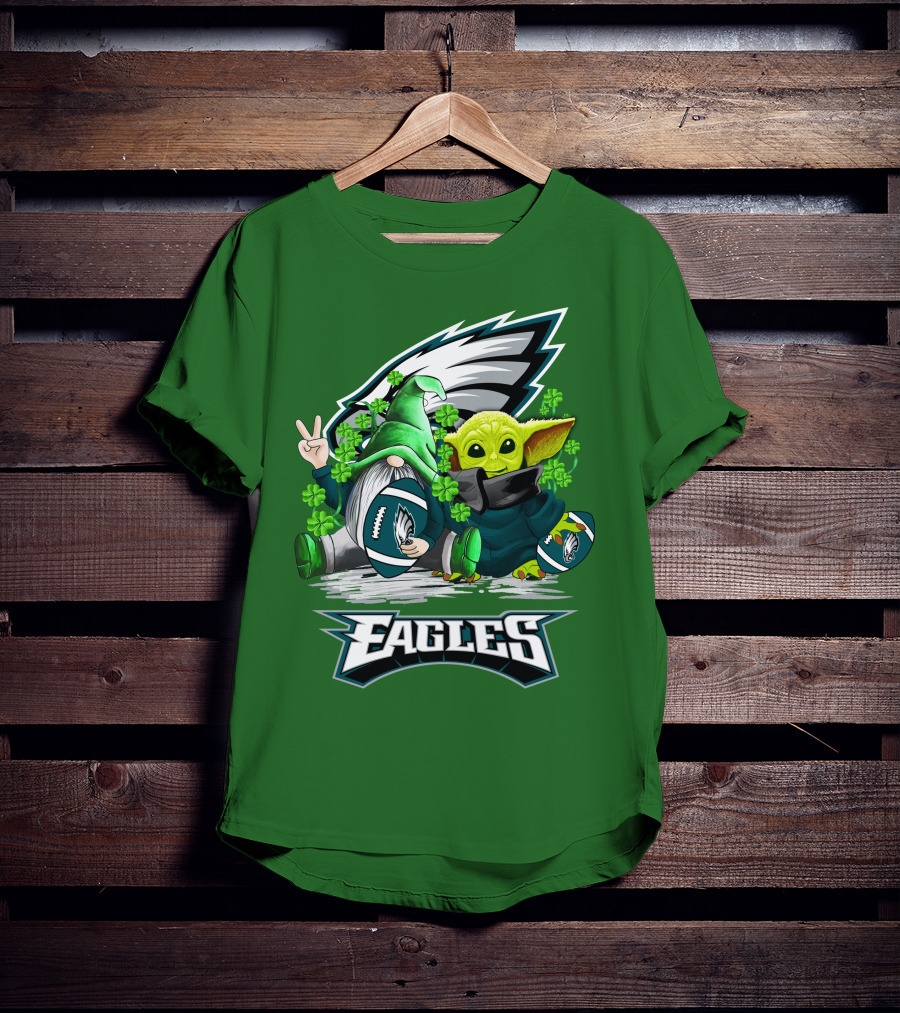 Philadelphia Eagles St. Patrick’s Day Football With Gnome And Baby Alien T-Shirt