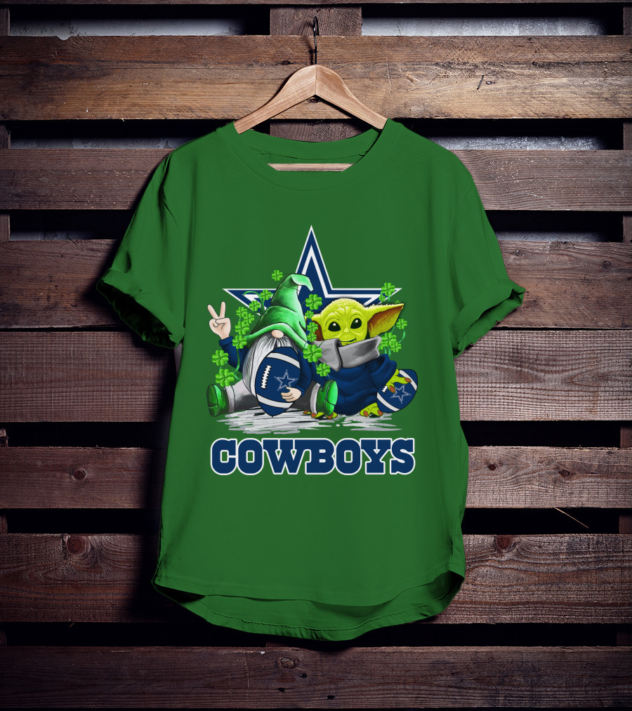 Cowboys Gnome Baby Yoda Football St. Patrick's Day T-Shirt