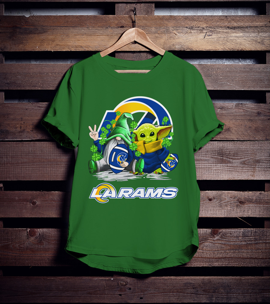 LA Rams Football St. Patrick's Day Gnome And Baby Alien T-Shirt