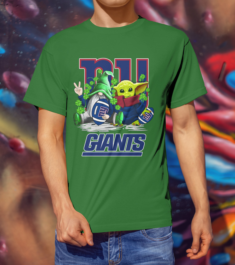 New York Giants Football St. Patrick's Day Gnome And Yoda T-Shirt