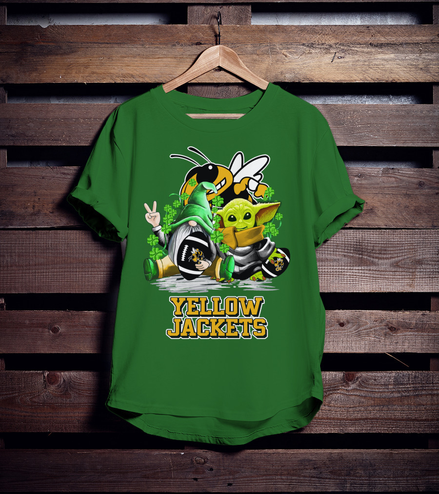 Georgia Tech Yellow Jackets St. Patrick’s Day Football Gnome And Green Baby Character T-Shirt