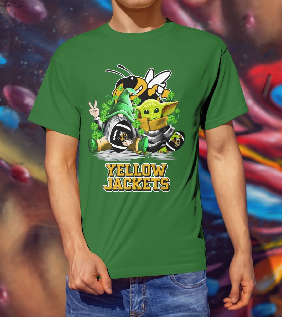Georgia Tech Yellow Jackets St. Patrick’s Day Football Gnome And Green Baby Character T-Shirt
