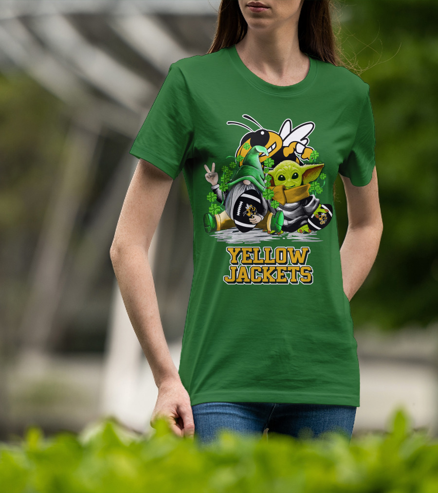 Georgia Tech Yellow Jackets St. Patrick’s Day Football Gnome And Green Baby Character T-Shirt