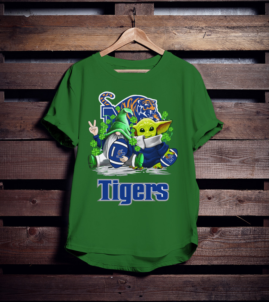 Memphis Tigers Football St. Patrick's Day Gnome And Child Icons T-Shirt
