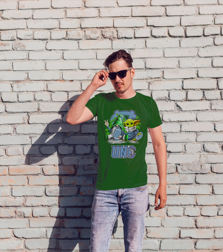 UNC Tar Heels St. Patrick's Day Football Yoda Gnome Clover T-Shirt