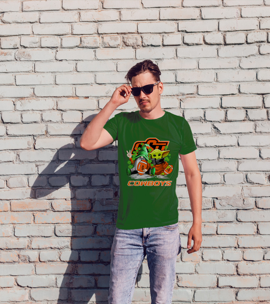 Oklahoma State Cowboys Football St. Patrick’s Day Yoda And Gnome T-Shirt