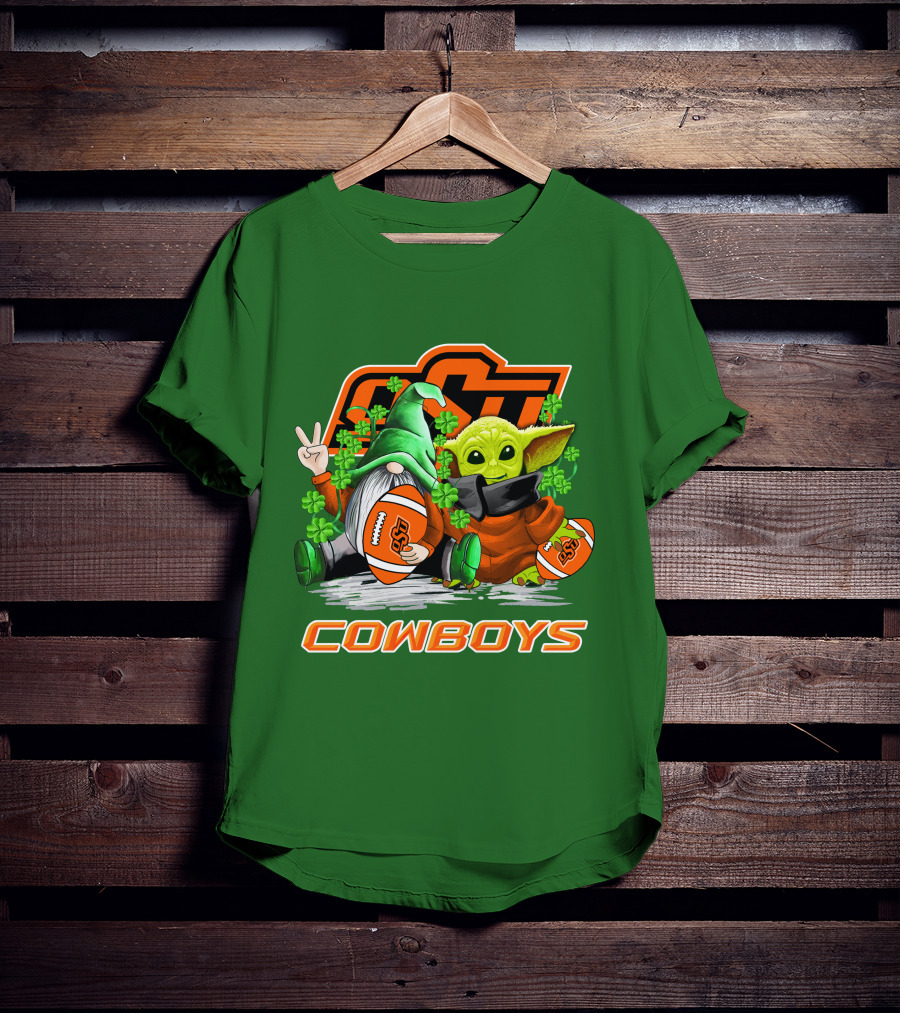 Oklahoma State Cowboys Football St. Patrick’s Day Yoda And Gnome T-Shirt
