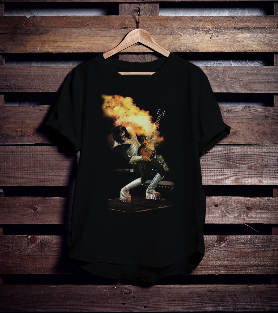 AF Live2 Spaceman Rock Guitar Flames T-Shirt
