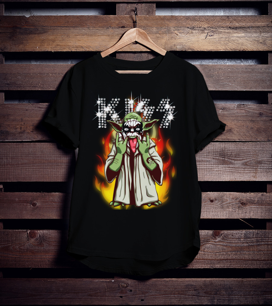 Yod1 Star Wars KISS Mashup With Flames T-Shirt