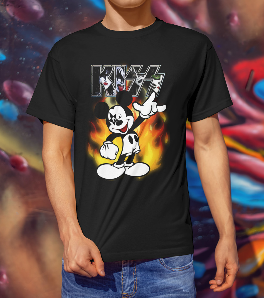 KISS Mickey Mouse Fire T-Shirt