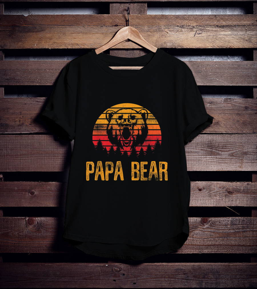 Papa Bear Roaring Sunset Forest T-Shirt