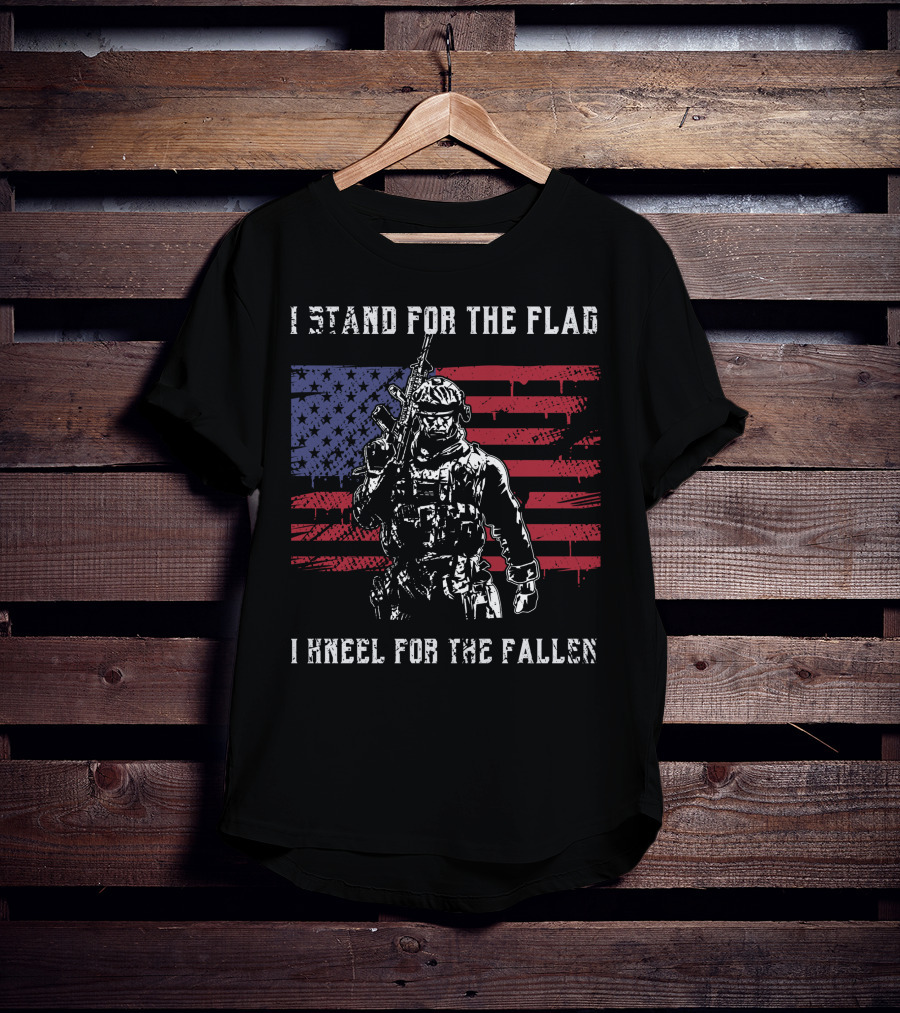 I Stand For The Flag Kneel For The Fallen American Flag Soldier Memorial Day T-Shirt