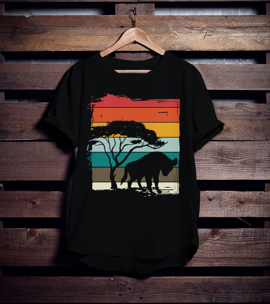 Hyenas Safari Africa Hyena Vintage Silhouette Sunset Scene T-Shirt