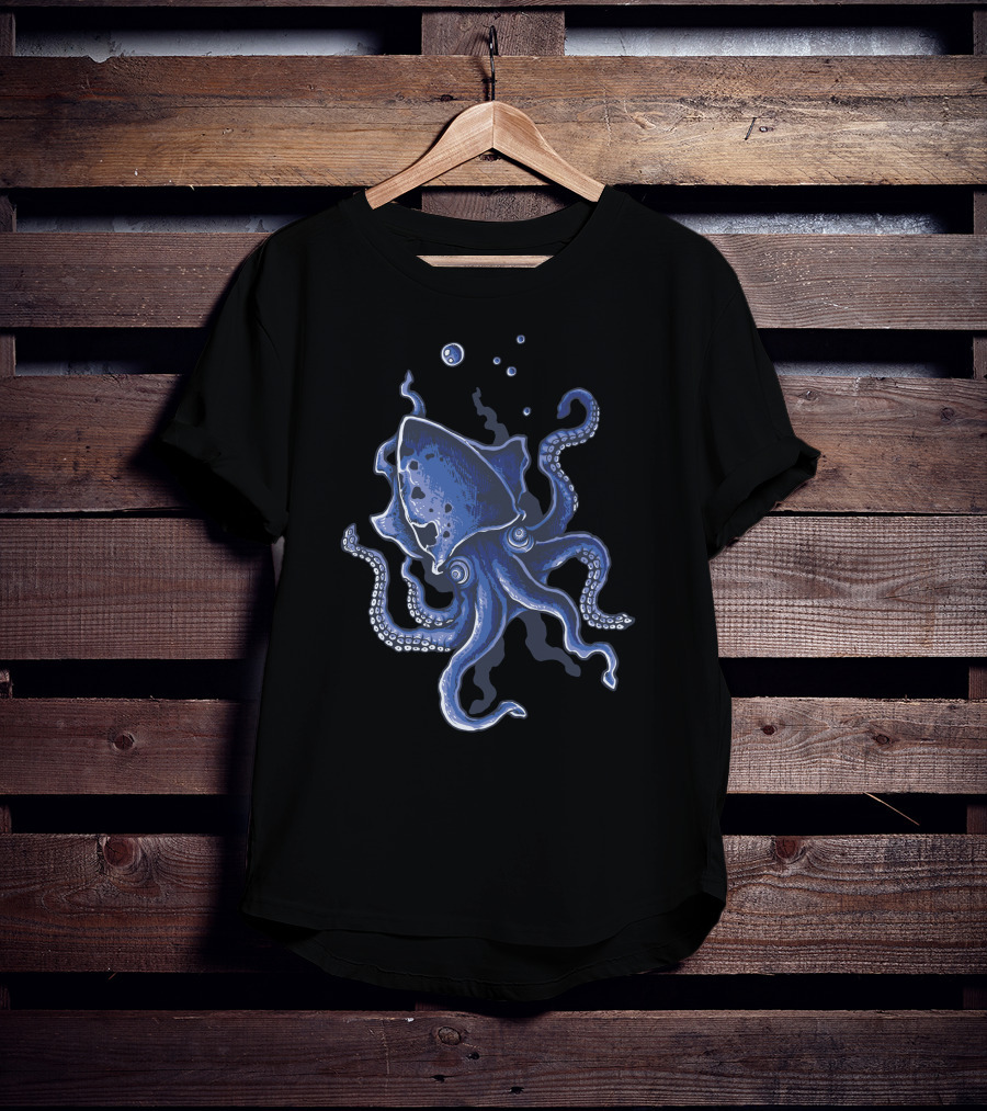 Octopus Ocean Blue Tentacles Deep Sea Mystery T-Shirt