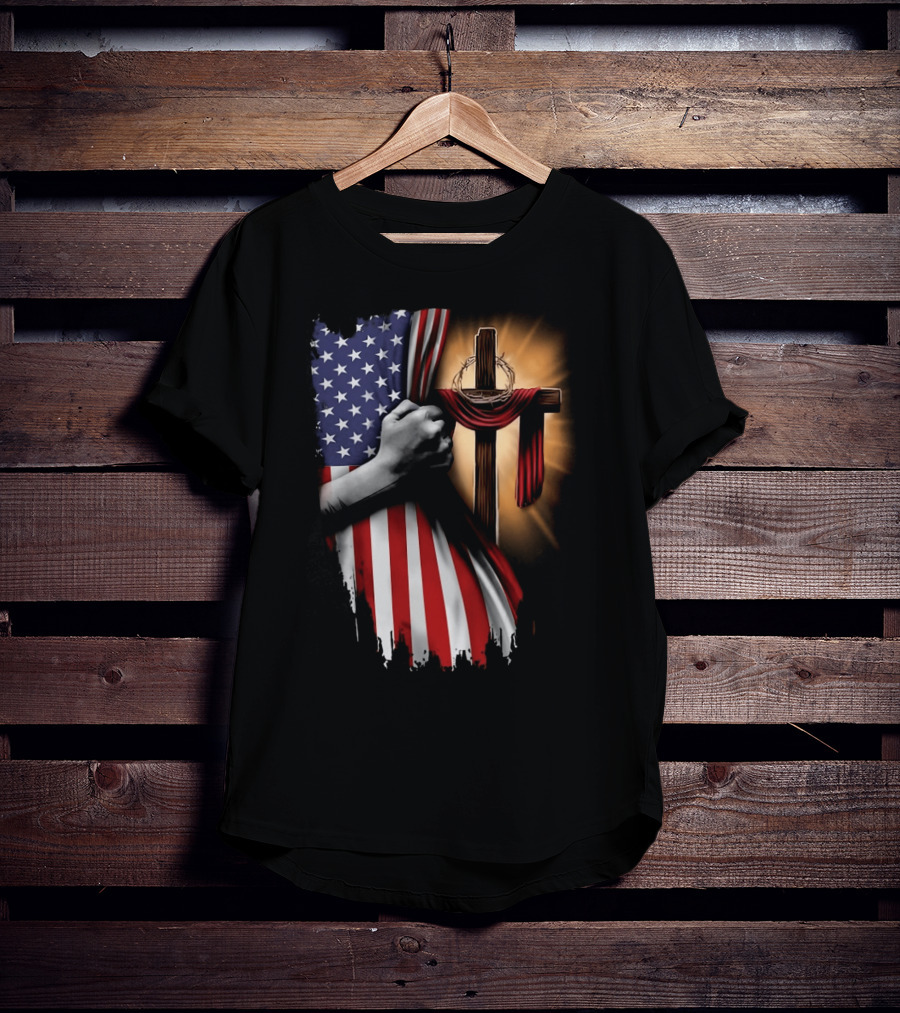 American Flag Cross Faith And Unity T-Shirt