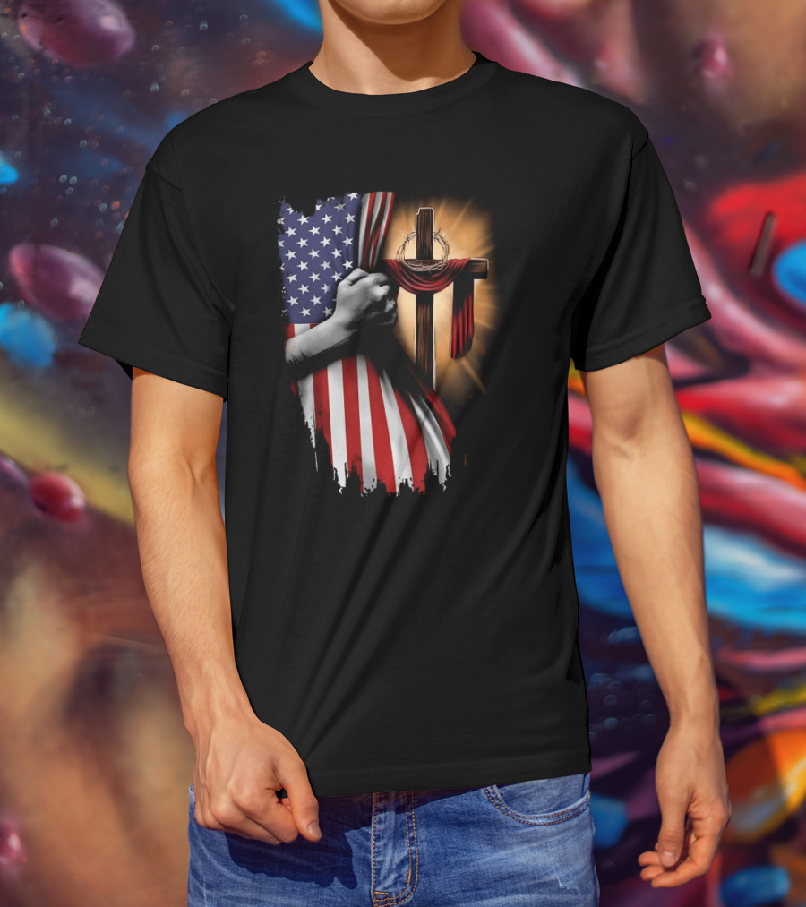 American Flag Cross Faith And Unity T-Shirt