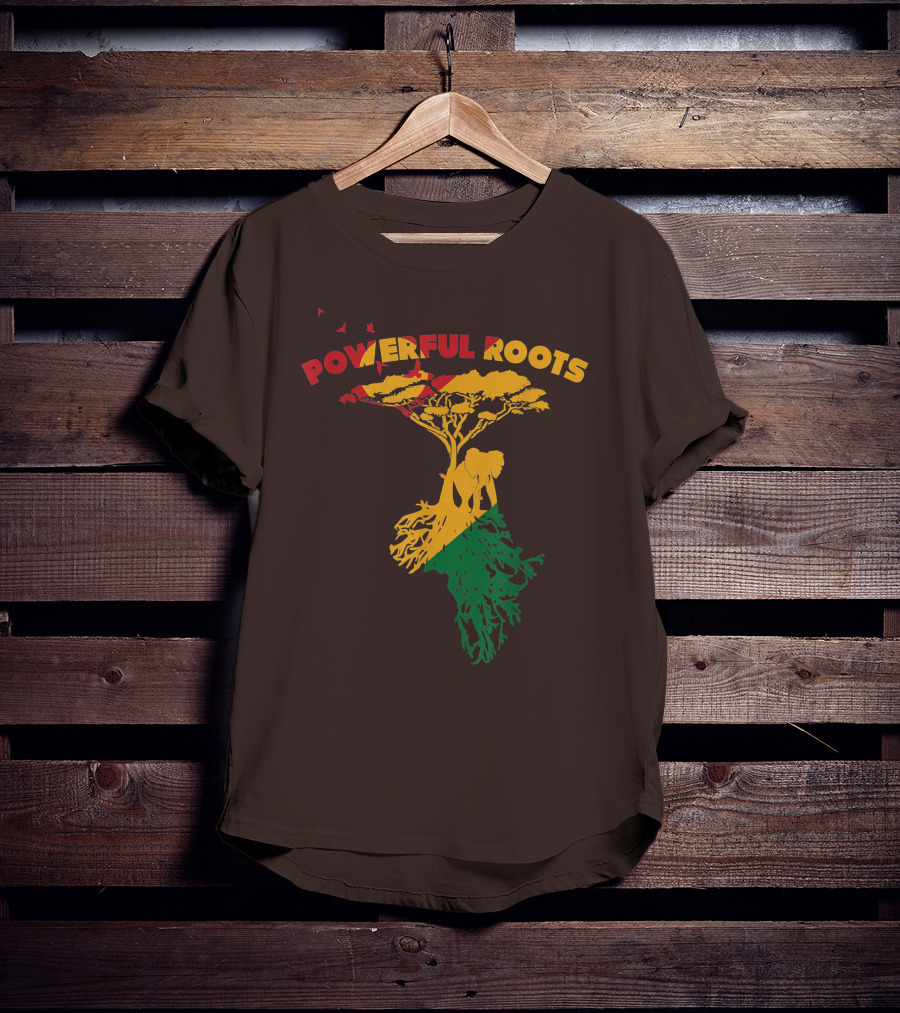 Powerful Roots Black History Month African American Elephant Tree Africa Vibes T-Shirt