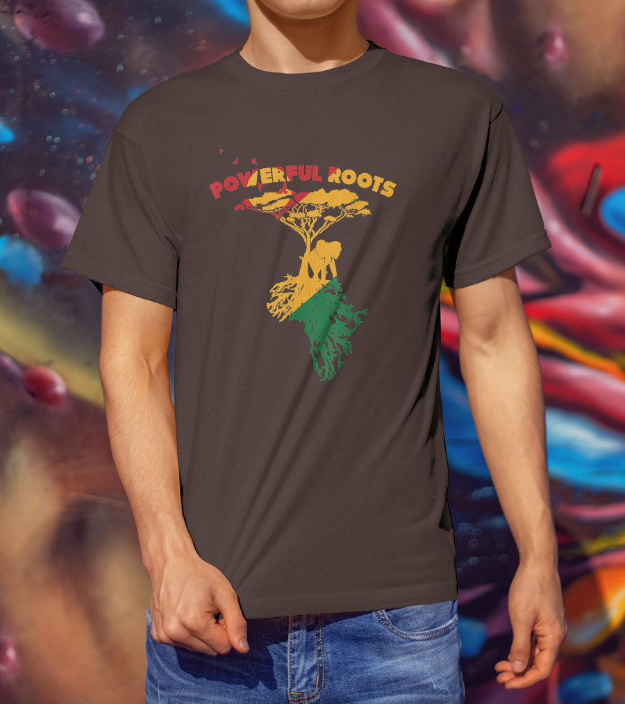 Powerful Roots Black History Month African American Elephant Tree Africa Vibes T-Shirt