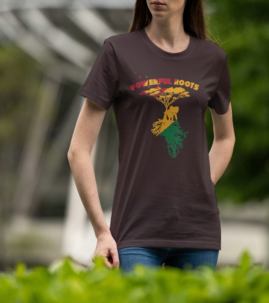Powerful Roots Black History Month African American Elephant Tree Africa Vibes T-Shirt