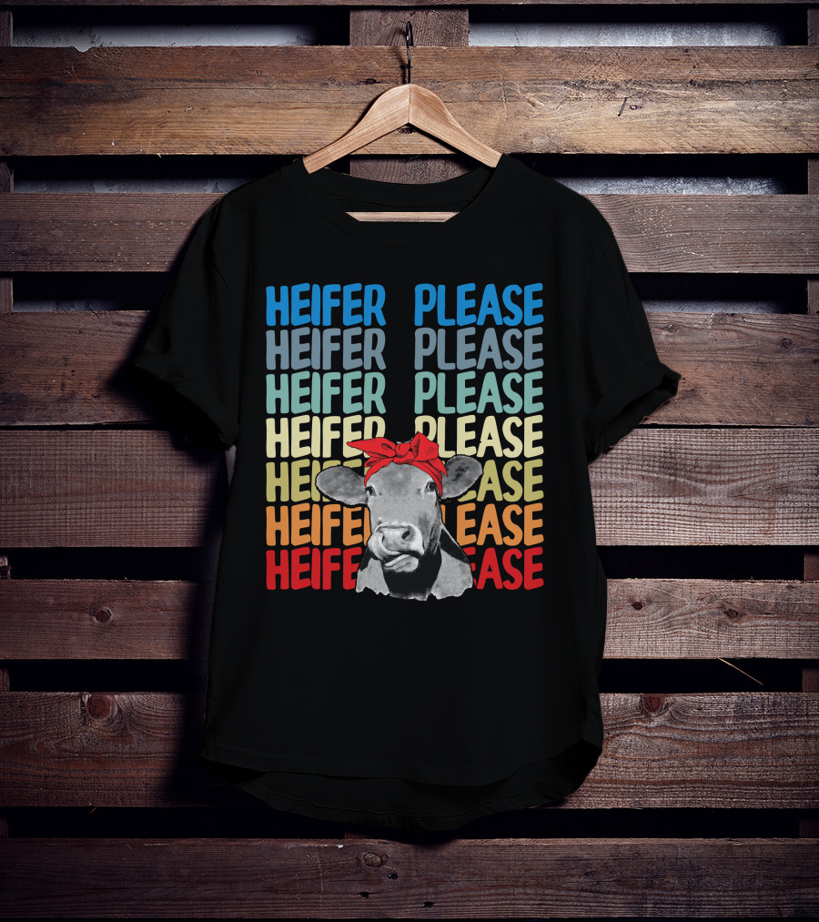 Heifer Please Heifer Please Heifer Please Heifer Please Cow With Red Bandana T-Shirt