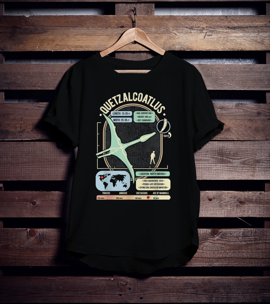 Quetzalcoatlus Dinosaur Facts Science Anatomy Serpent God Cretaceous Extinction North America History T-Shirt