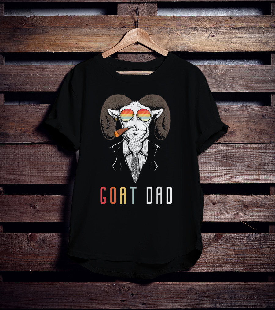GOAT DAD Cool Sunglasses And Pipe Smoking Ram T-Shirt