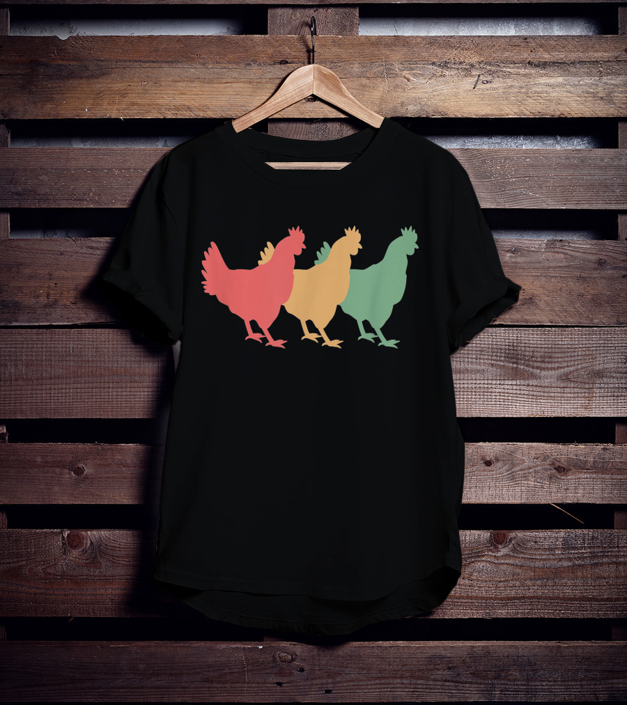 Funny Vintage Chicken Trio Retro T-Shirt