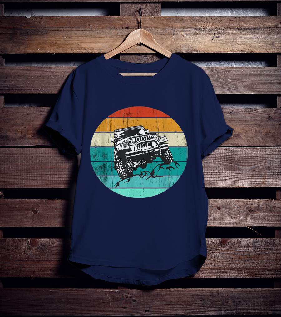Off Road 4x4 Vehicle Retro Sunset Adventure Jeep Wrangler T-Shirt