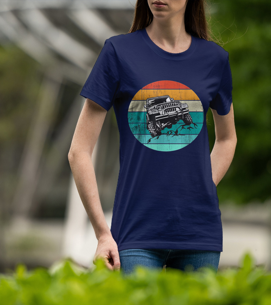 Off Road 4x4 Vehicle Retro Sunset Adventure Jeep Wrangler T-Shirt