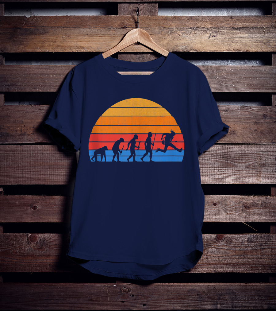Guitarist Evolution Silhouette Retro Sunset T-Shirt