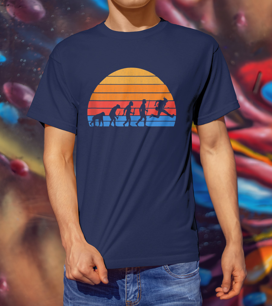 Guitarist Evolution Silhouette Retro Sunset T-Shirt