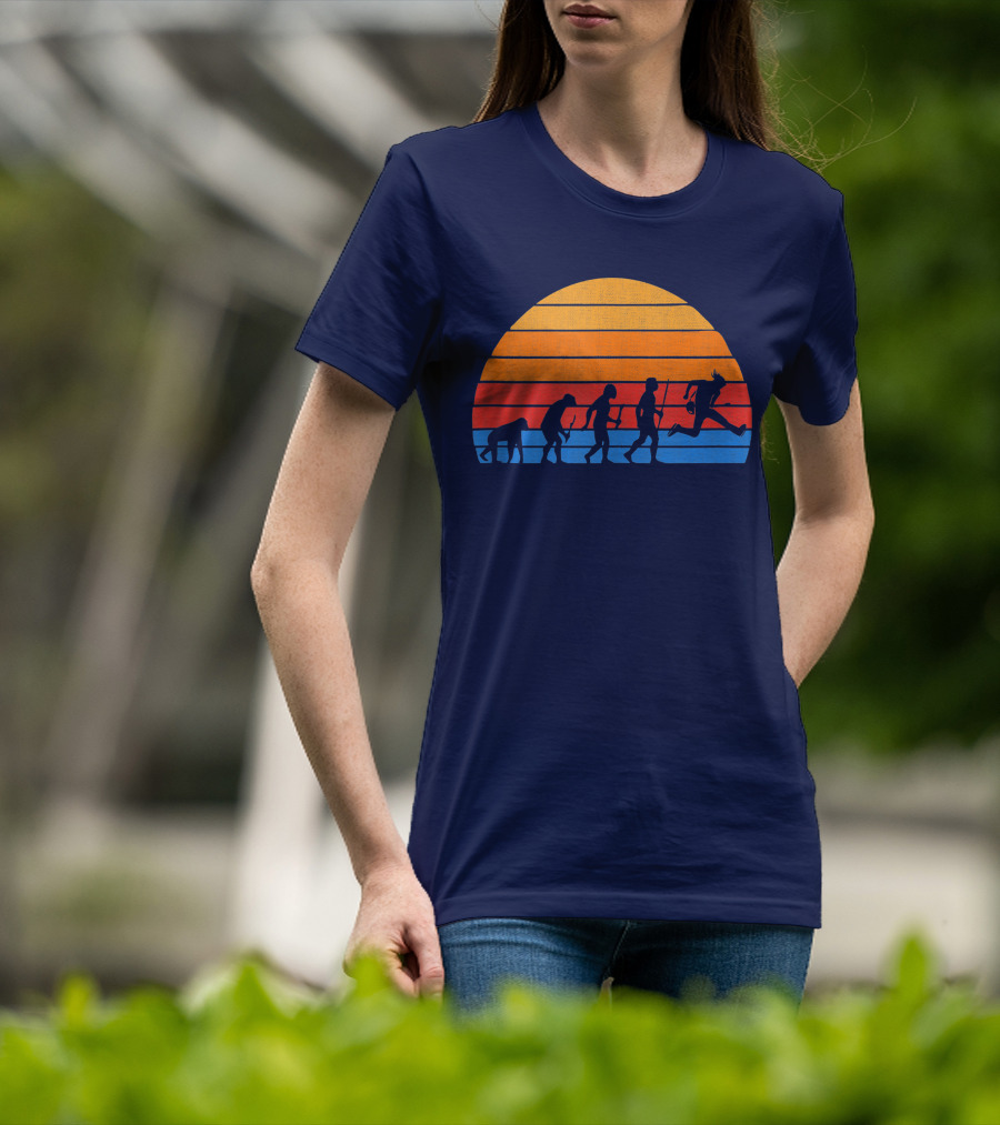 Guitarist Evolution Silhouette Retro Sunset T-Shirt