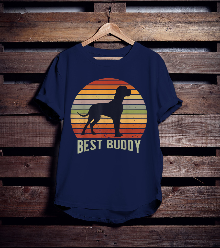Best Buddy Vintage Dog Silhouette Retro Sunset T-Shirt
