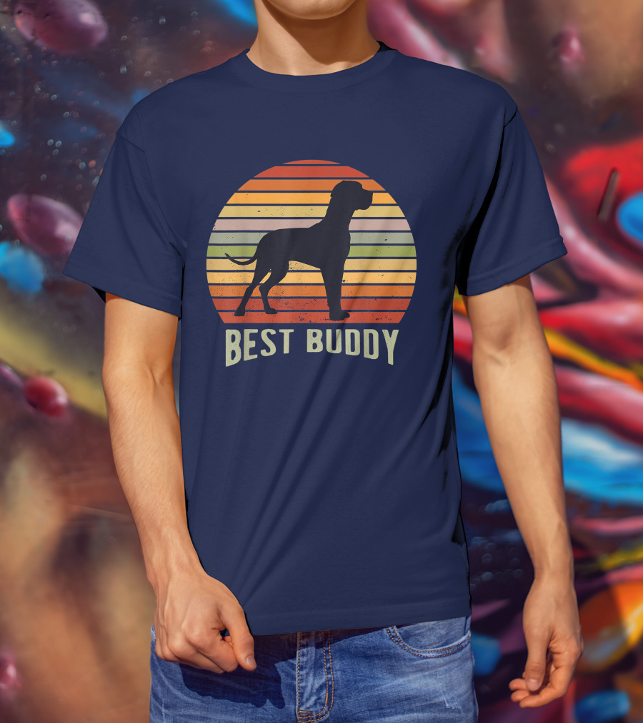 Best Buddy Vintage Dog Silhouette Retro Sunset T-Shirt