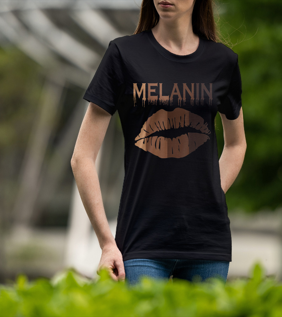 Melanin Shades Black Pride Black History Black Queen Lips T-Shirt
