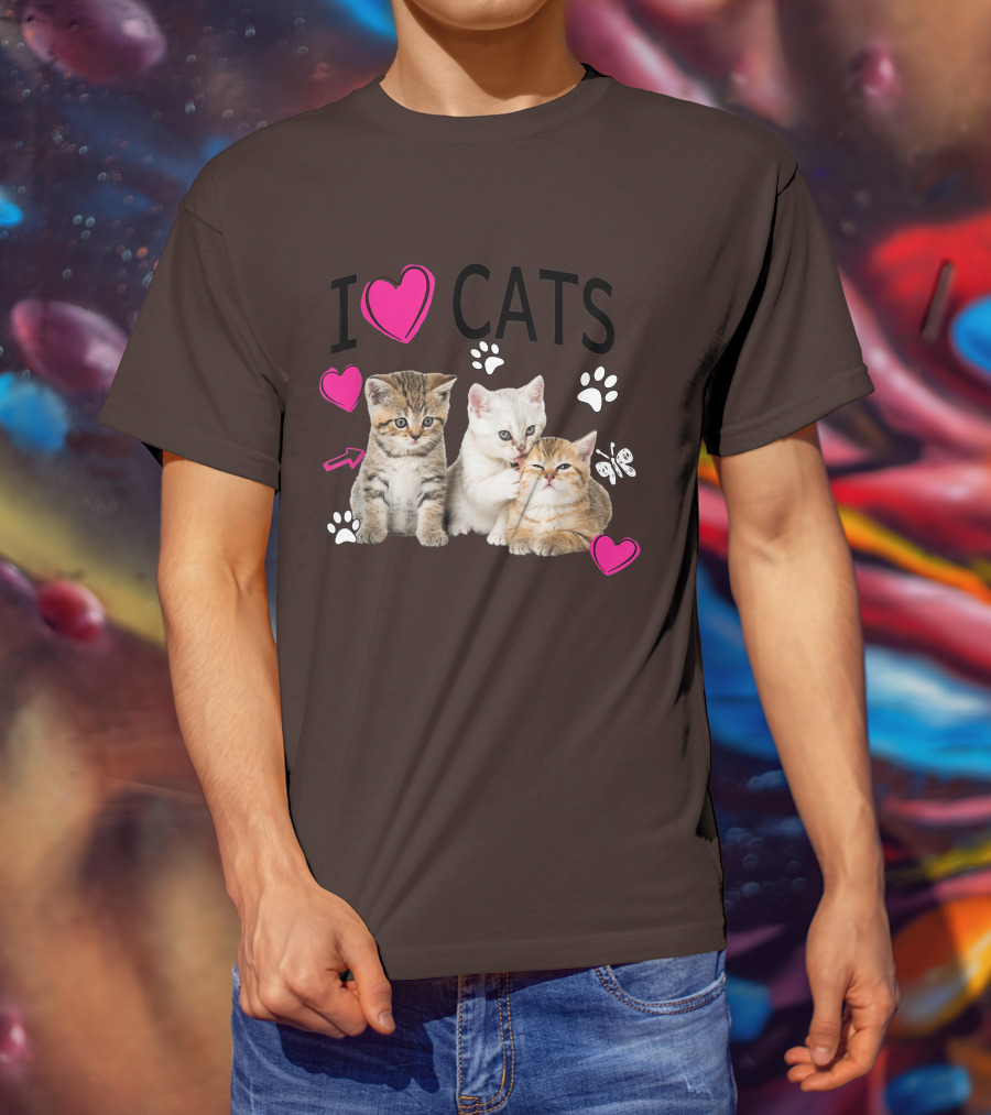 I Heart Cats With Kittens And Pink Hearts T-Shirt