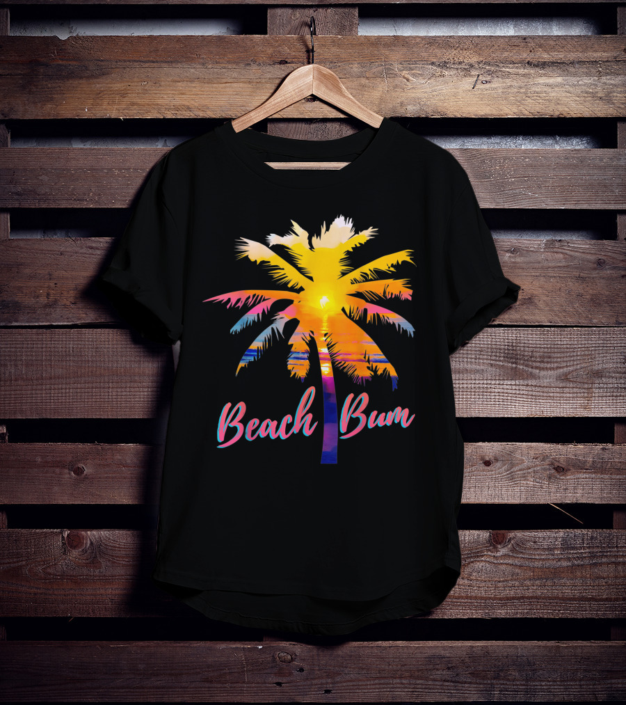Beach Bum Tropical Sunrise Palm Tree Sunset Reflection T-Shirt