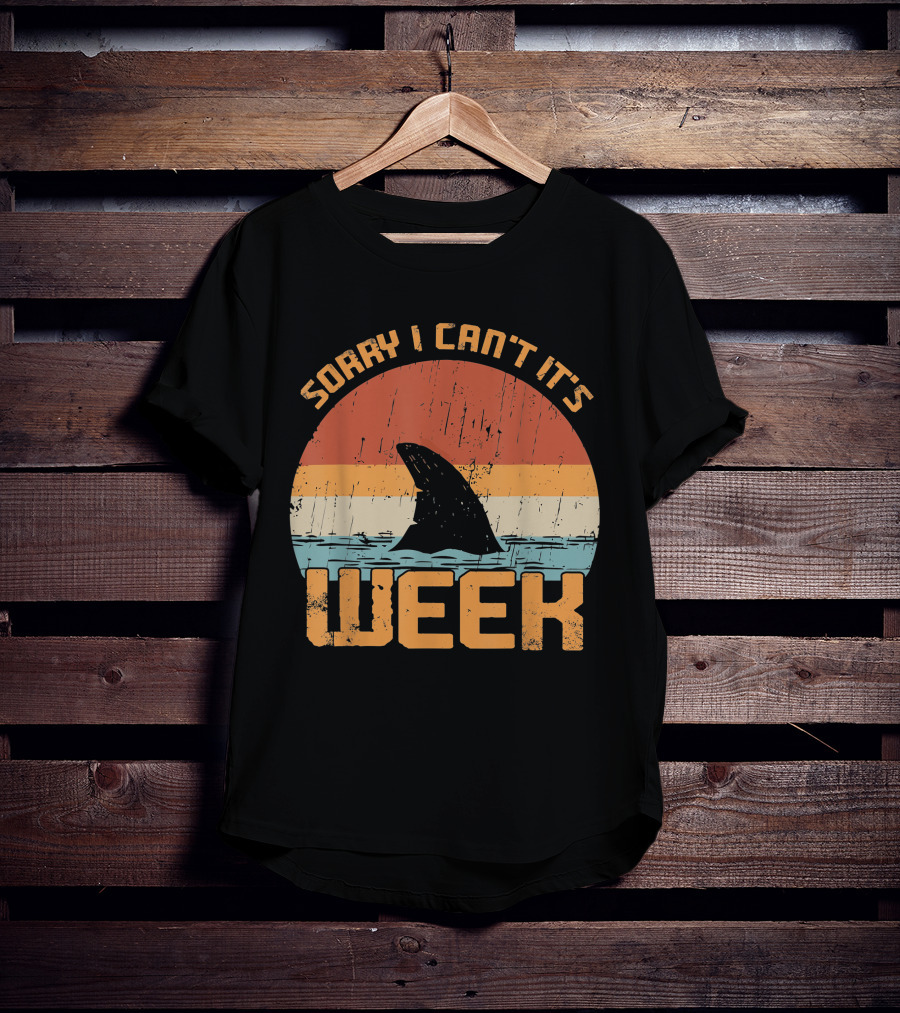 Vintage Sorry I Can't It's Week Funny Shark T-Shirt