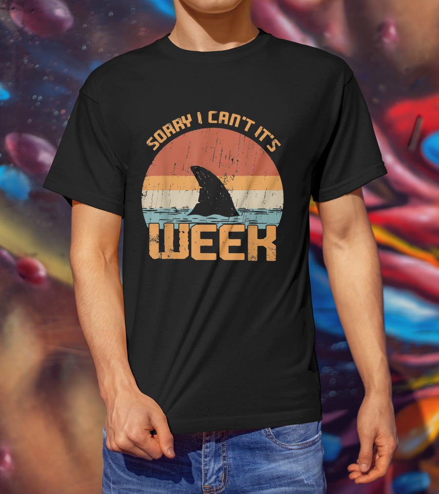 Vintage Sorry I Can't It's Week Funny Shark T-Shirt