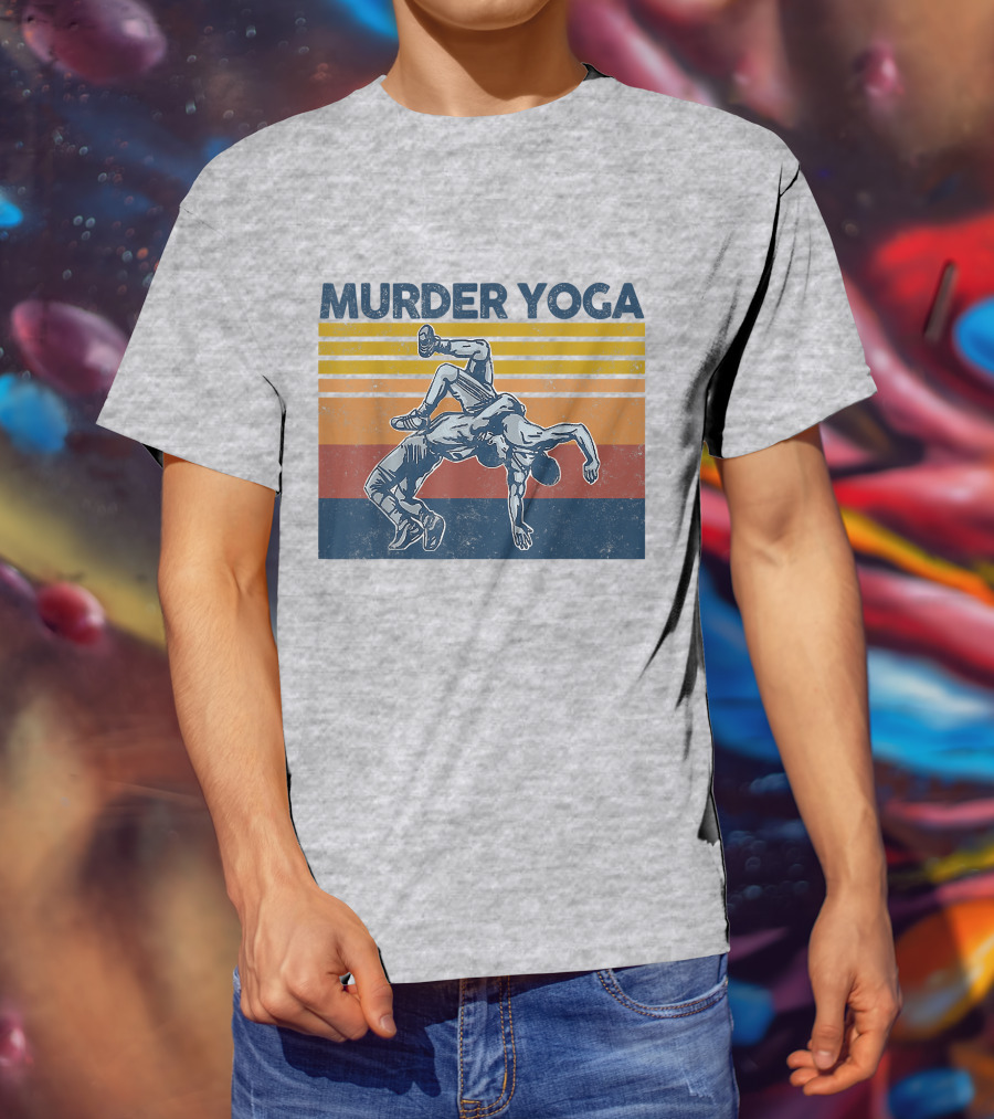 Murder Yoga Funny Vintage Brazilian Jiu Jitsu Wrestling T-Shirt