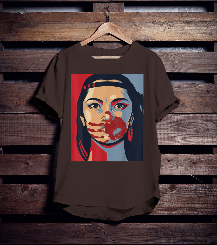 MMIW Awareness Stolen Sisters Indigenous Woman Red Handprint T-Shirt