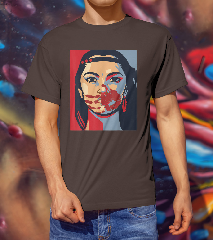MMIW Awareness Stolen Sisters Indigenous Woman Red Handprint T-Shirt