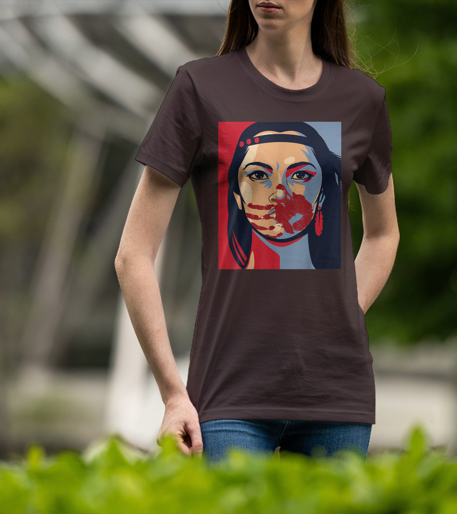 MMIW Awareness Stolen Sisters Indigenous Woman Red Handprint T-Shirt