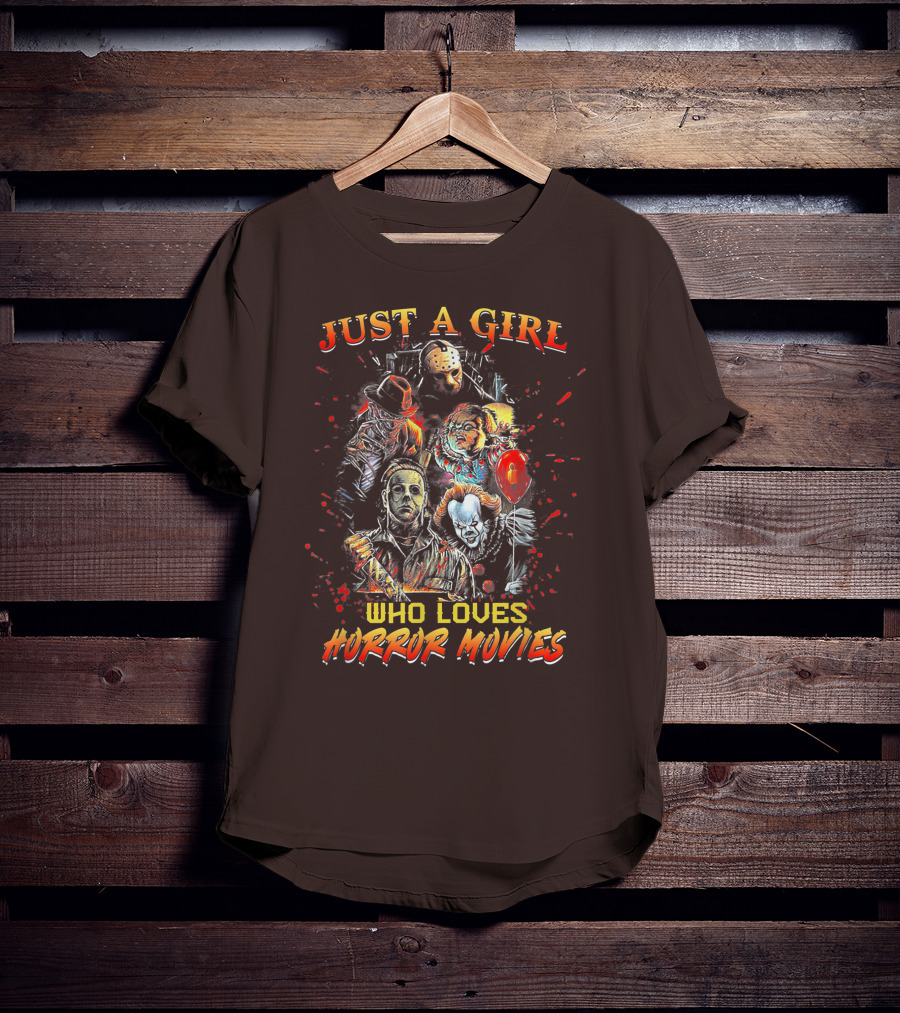 Just A Girl Who Loves Horror Movies Featuring Iconic Horror Villains T-Shirt