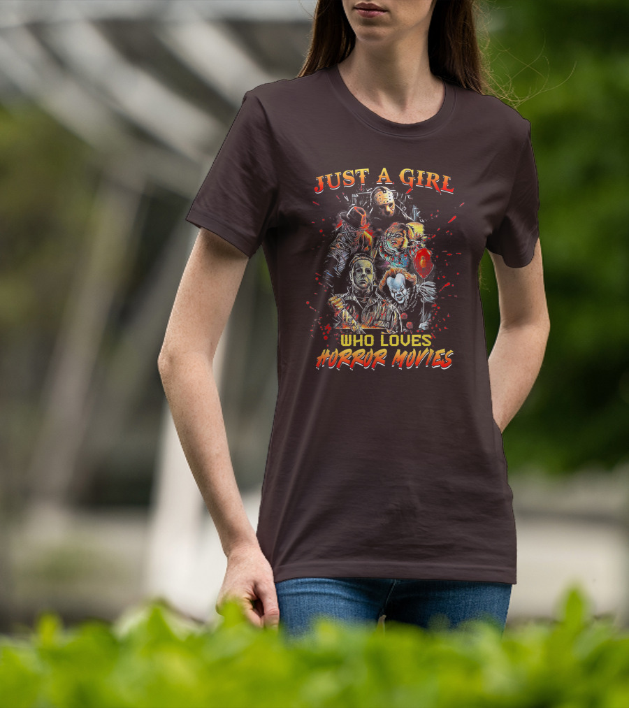 Just A Girl Who Loves Horror Movies Featuring Iconic Horror Villains T-Shirt
