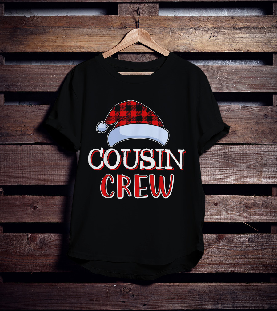 Cousin Crew Plaid Santa Hat T-Shirt