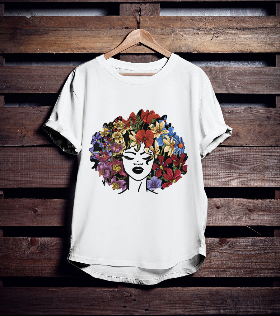 Educated Motivated Black Queen Melanin African American Floral Hair T-Shirt