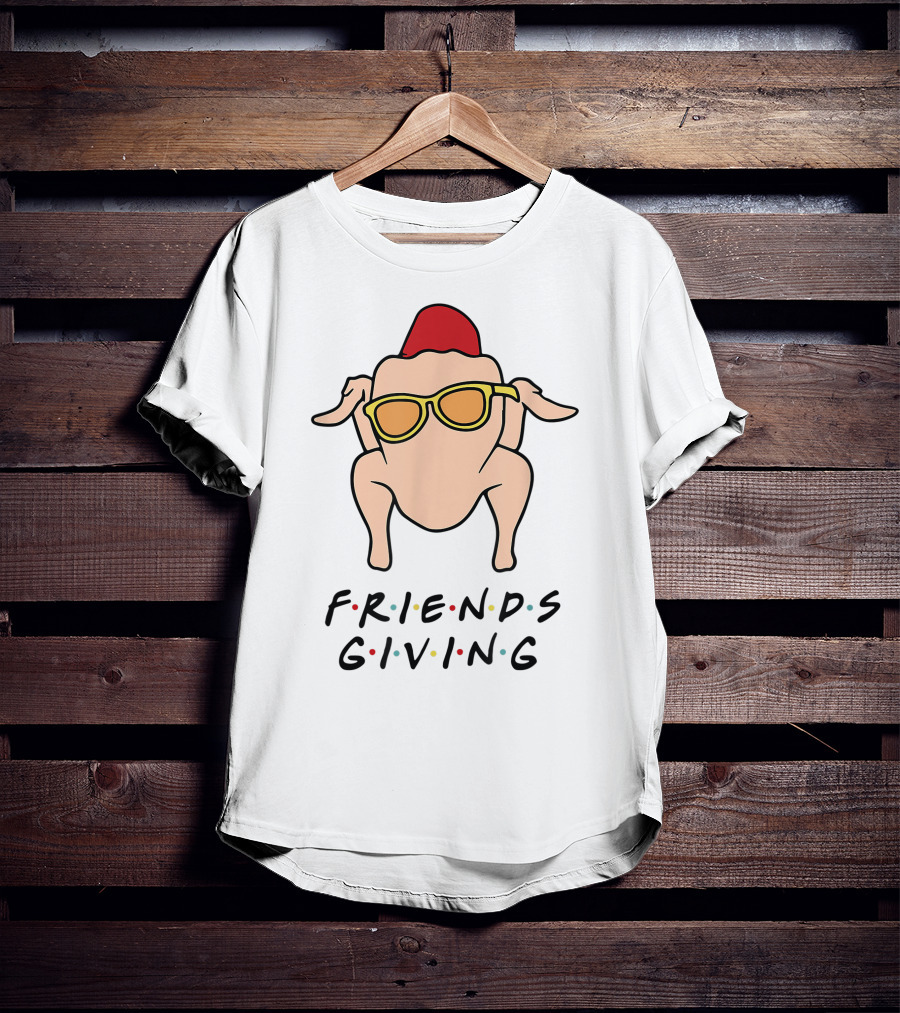 Friendsgiving Turkey With Sunglasses And Red Hat T-Shirt