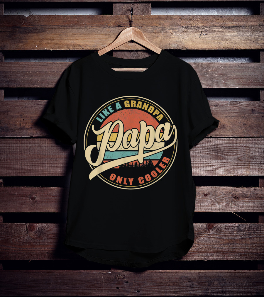 Papa Like A Grandpa Only Cooler Mens Vintage Retro T-Shirt